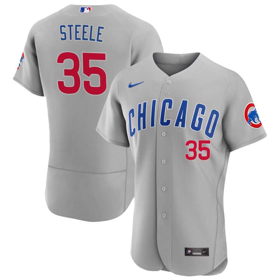 Mens Chicago Cubs #35 Justin Steele Nike Gray Road FlexBase Player Jersey Dzhi->chicago cubs->MLB Jersey